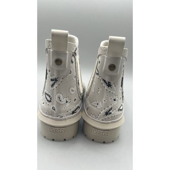 Keds Rowan Latte Bandana Slip-On Beige Paisley Rain Rubber Boots Woman’s Size 8 - Picture 4 of 12